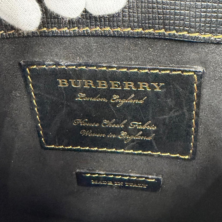 極美品★BURBERRY バーバリー BURBERRY PRORSUM レザー使い バーバリーチェック フラップ ショルダーバッグ ブラウン 伊製 保存袋付き