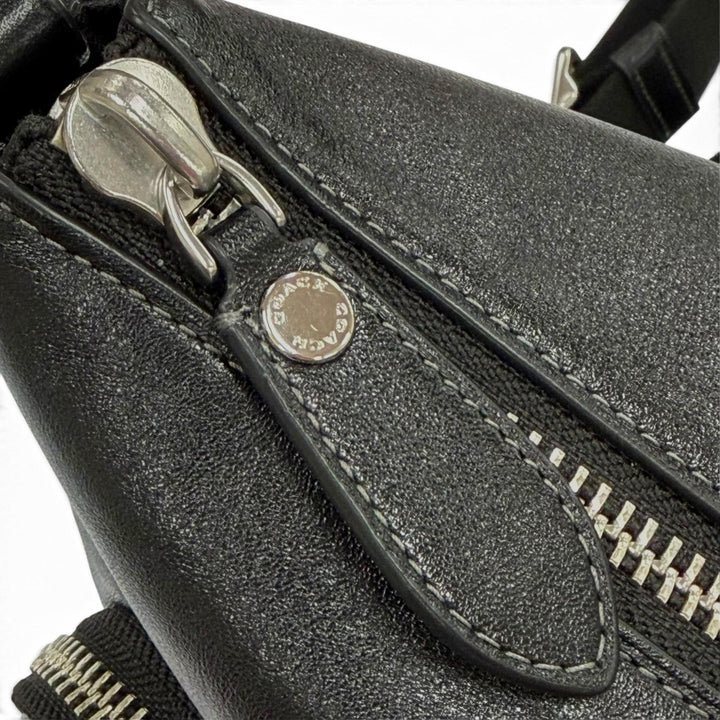 極美品▼COACH コーチ CDU91 スムースレザー ドミノファイルバッグ ショルダーバッグ ブラック シルバー金具 メンズ レディース