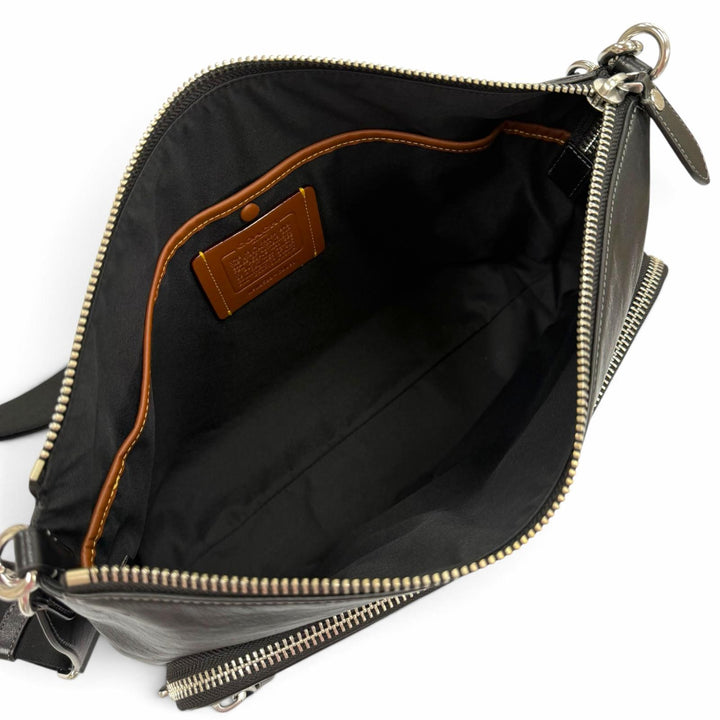 極美品▼COACH コーチ CDU91 スムースレザー ドミノファイルバッグ ショルダーバッグ ブラック シルバー金具 メンズ レディース