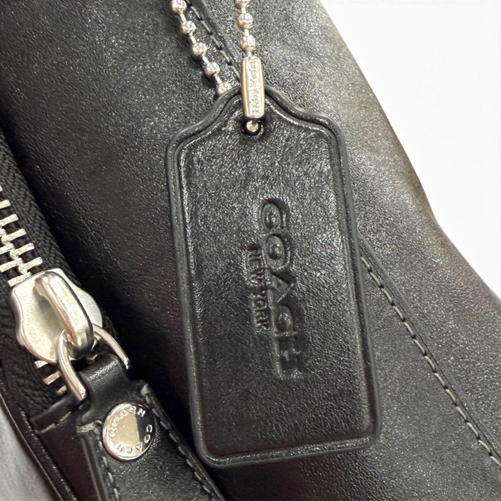 極美品▼COACH コーチ CDU91 スムースレザー ドミノファイルバッグ ショルダーバッグ ブラック シルバー金具 メンズ レディース