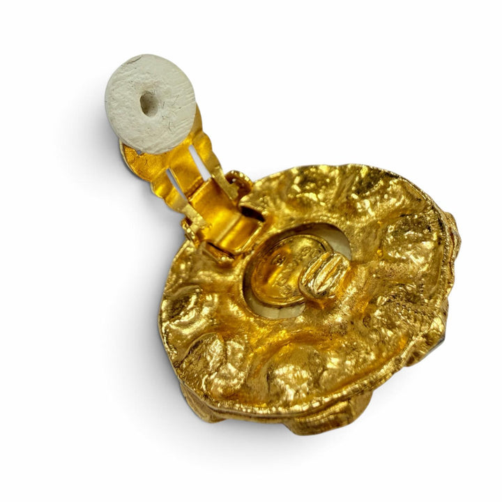 未使用品☆CHANEL シャネル ヴィンテージ メタル エコパール クリステルビジュー アクセサリー イヤリング ゴールド フランス製 箱付き
