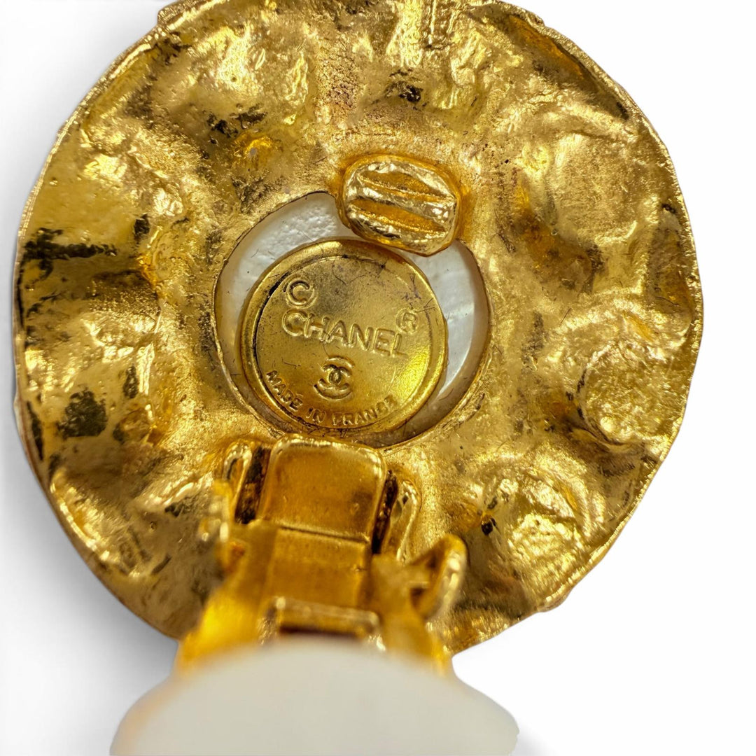 未使用品☆CHANEL シャネル ヴィンテージ メタル エコパール クリステルビジュー アクセサリー イヤリング ゴールド フランス製 箱付き