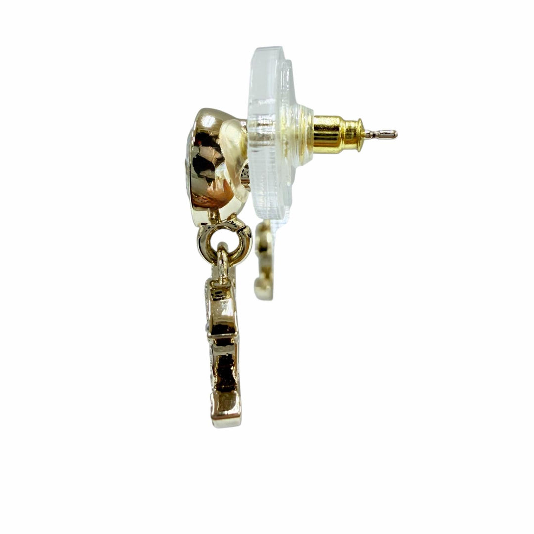 極美品☆CHANEL シャネル I25A ココマーク クリスタルビジュー しずく型 アクセサリー ピアス ゴールド イタリア製 レディース