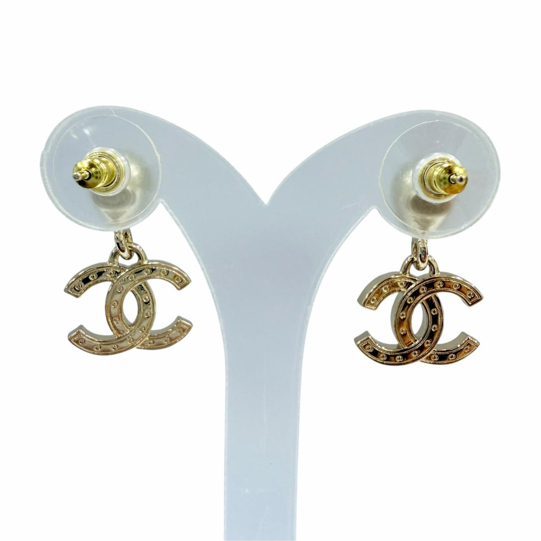 極美品☆CHANEL シャネル I25A ココマーク クリスタルビジュー しずく型 アクセサリー ピアス ゴールド イタリア製 レディース