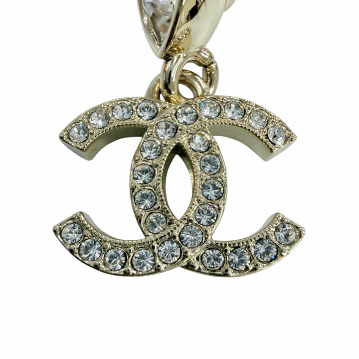 極美品☆CHANEL シャネル I25A ココマーク クリスタルビジュー しずく型 アクセサリー ピアス ゴールド イタリア製 レディース