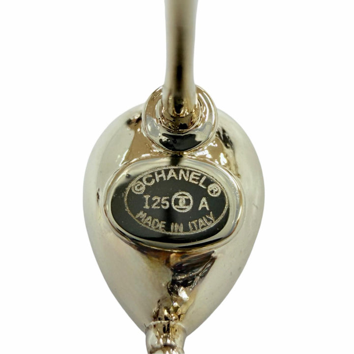 極美品☆CHANEL シャネル I25A ココマーク クリスタルビジュー しずく型 アクセサリー ピアス ゴールド イタリア製 レディース