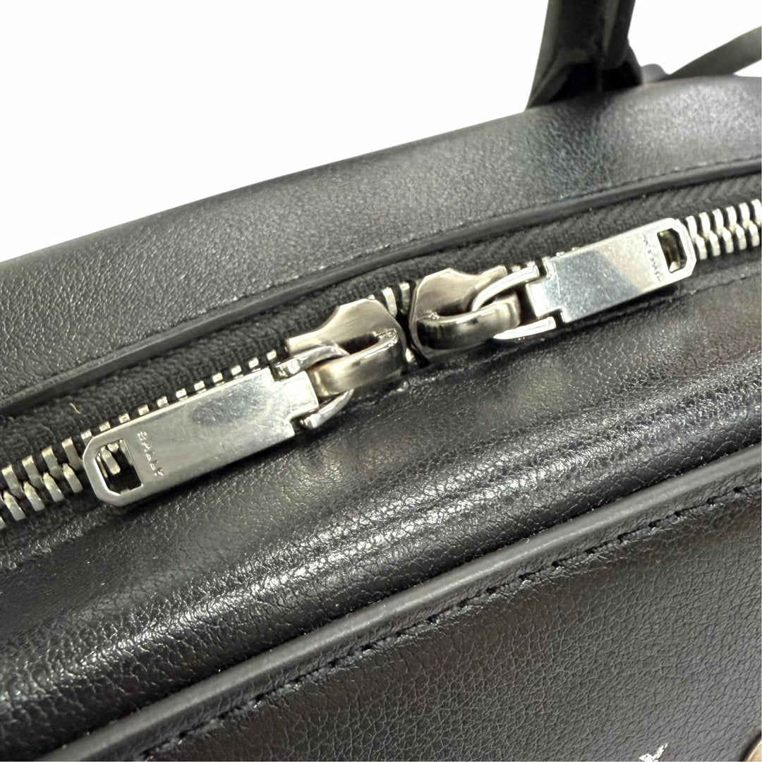 極美品△BALLY バリー Unda Satchel レザー ドット柄 2WAY ハンドバッグ ショルダーバッグ ブラック 伊製 定価228800円 袋付き