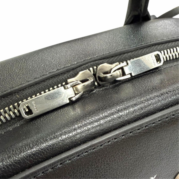 極美品△BALLY バリー Unda Satchel レザー ドット柄 2WAY ハンドバッグ ショルダーバッグ ブラック 伊製 定価228800円 袋付き