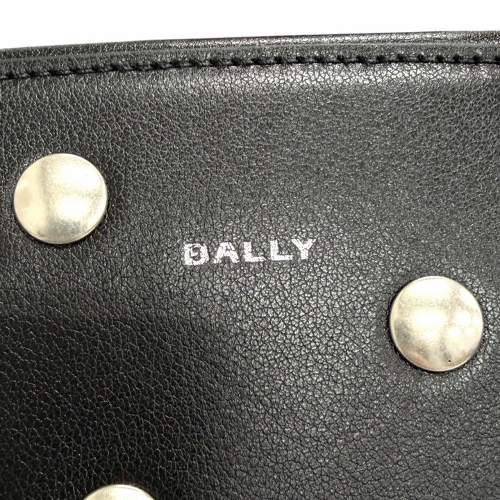 極美品△BALLY バリー Unda Satchel レザー ドット柄 2WAY ハンドバッグ ショルダーバッグ ブラック 伊製 定価228800円 袋付き