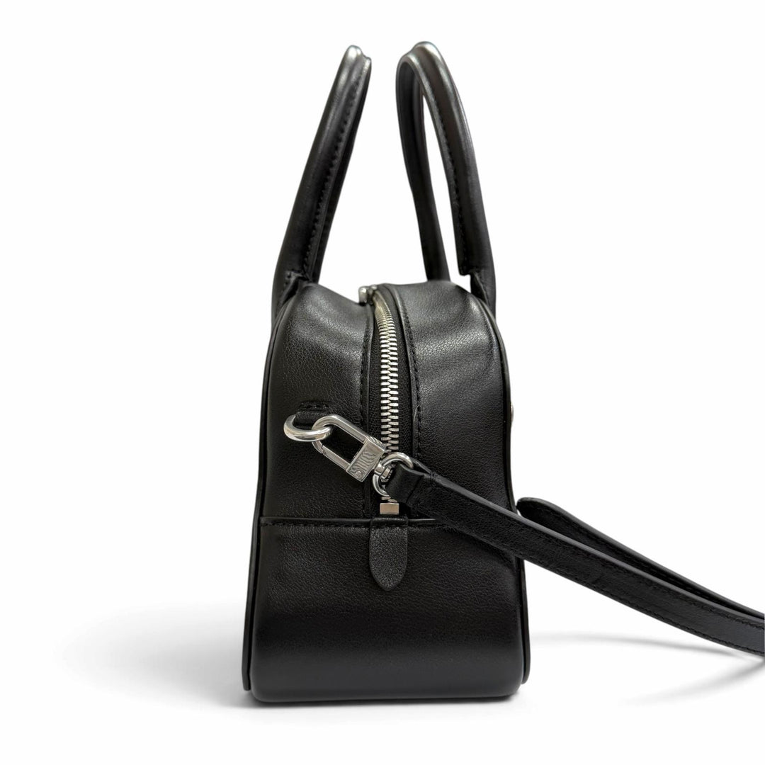 極美品△BALLY バリー Unda Satchel レザー ドット柄 2WAY ハンドバッグ ショルダーバッグ ブラック 伊製 定価228800円 袋付き
