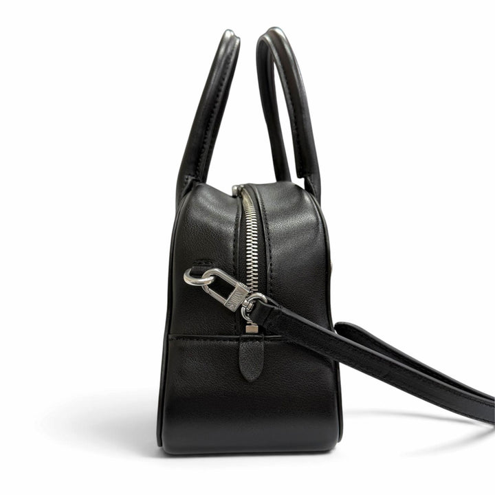 極美品△BALLY バリー Unda Satchel レザー ドット柄 2WAY ハンドバッグ ショルダーバッグ ブラック 伊製 定価228800円 袋付き