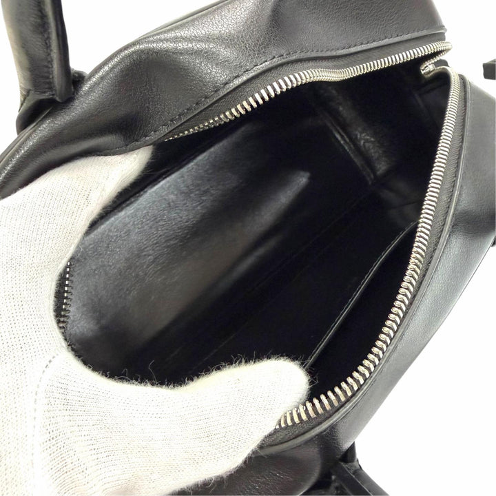 極美品△BALLY バリー Unda Satchel レザー ドット柄 2WAY ハンドバッグ ショルダーバッグ ブラック 伊製 定価228800円 袋付き