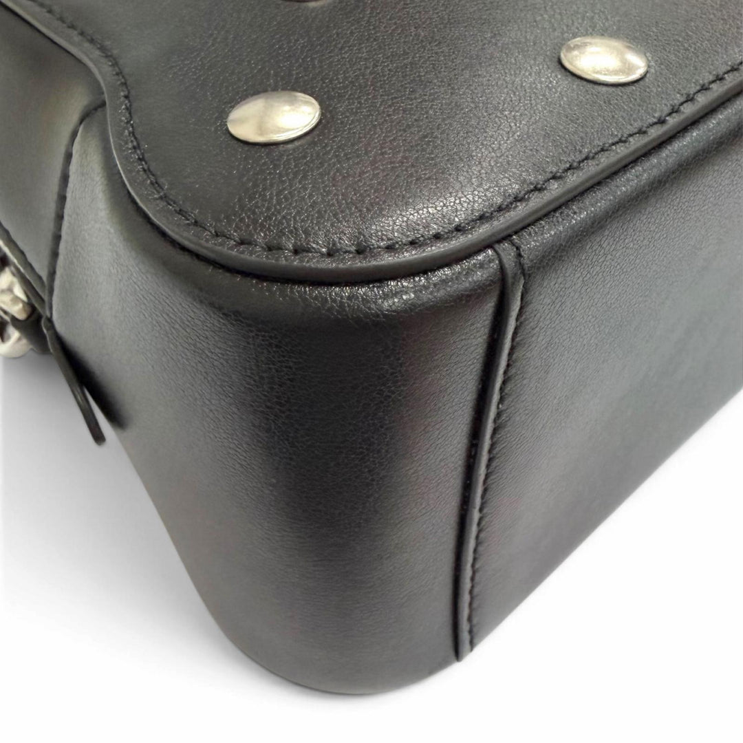 極美品△BALLY バリー Unda Satchel レザー ドット柄 2WAY ハンドバッグ ショルダーバッグ ブラック 伊製 定価228800円 袋付き