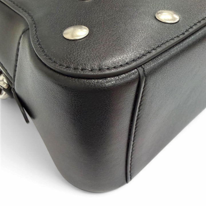 極美品△BALLY バリー Unda Satchel レザー ドット柄 2WAY ハンドバッグ ショルダーバッグ ブラック 伊製 定価228800円 袋付き