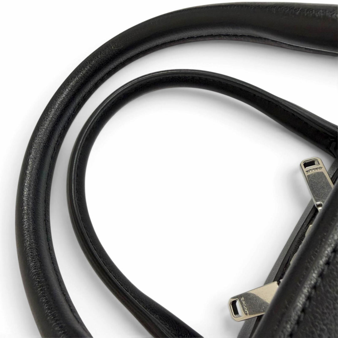 極美品△BALLY バリー Unda Satchel レザー ドット柄 2WAY ハンドバッグ ショルダーバッグ ブラック 伊製 定価228800円 袋付き