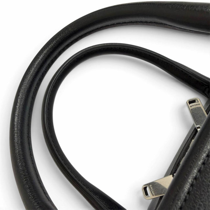 極美品△BALLY バリー Unda Satchel レザー ドット柄 2WAY ハンドバッグ ショルダーバッグ ブラック 伊製 定価228800円 袋付き