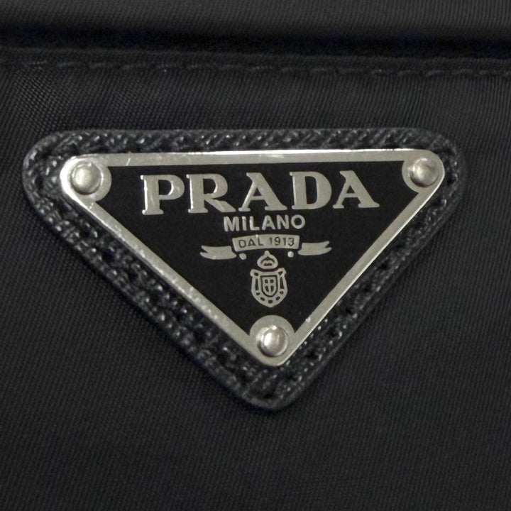 良品▼PRADA プラダ 1BL011 ナイロン レザー トライアングルロゴ 三角プレート ベルトバッグ ボディバッグ ブラック イタリア製 メンズ