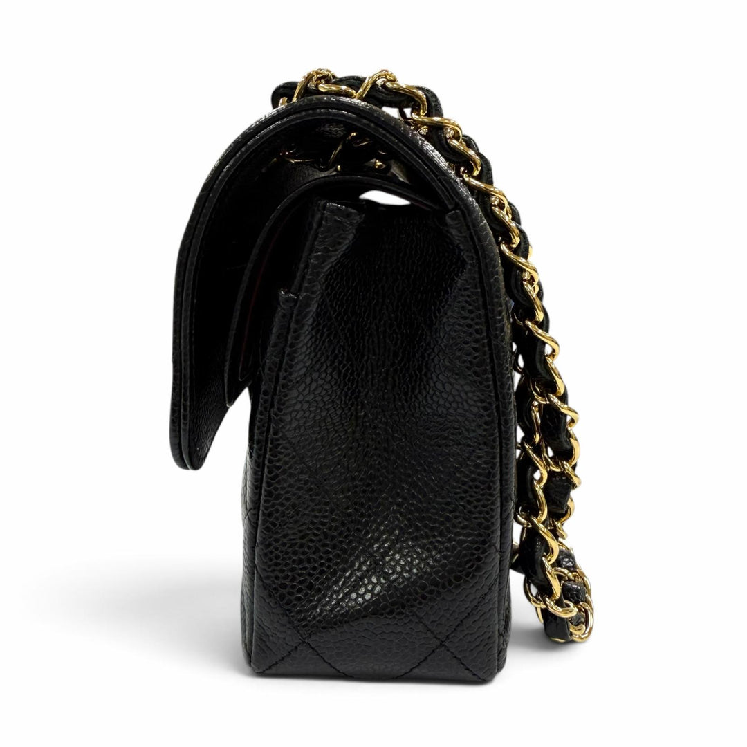 美品☆CHANEL シャネル A01113 マトラッセ23 キャビアスキン ランダムシリアル ココマーク Wチェーン ショルダーバッグ 黒 ゴールド金具