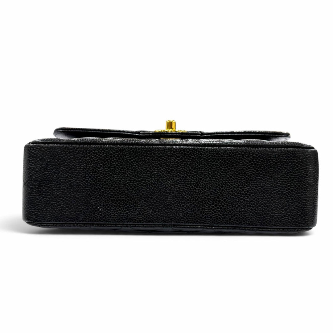 美品☆CHANEL シャネル A01113 マトラッセ23 キャビアスキン ランダムシリアル ココマーク Wチェーン ショルダーバッグ 黒 ゴールド金具