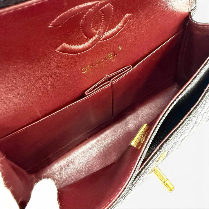 美品☆CHANEL シャネル A01113 マトラッセ23 キャビアスキン ランダムシリアル ココマーク Wチェーン ショルダーバッグ 黒 ゴールド金具