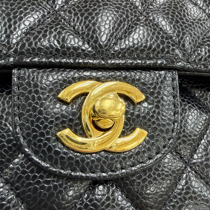美品☆CHANEL シャネル A01113 マトラッセ23 キャビアスキン ランダムシリアル ココマーク Wチェーン ショルダーバッグ 黒 ゴールド金具
