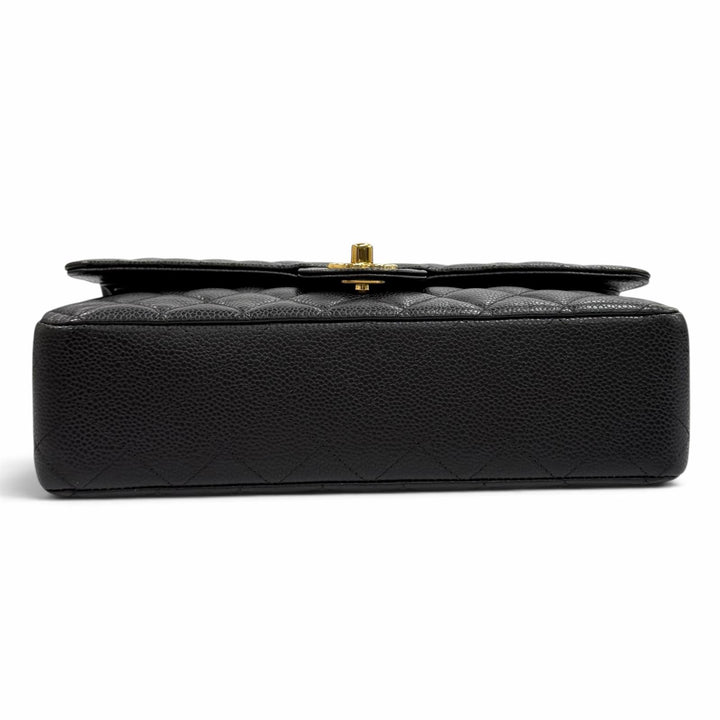 極美品★CHANEL シャネル A01112 マトラッセ25 キャビアスキン ランダムシリアル Wチェーン ショルダーバッグ ブラック 保存袋付