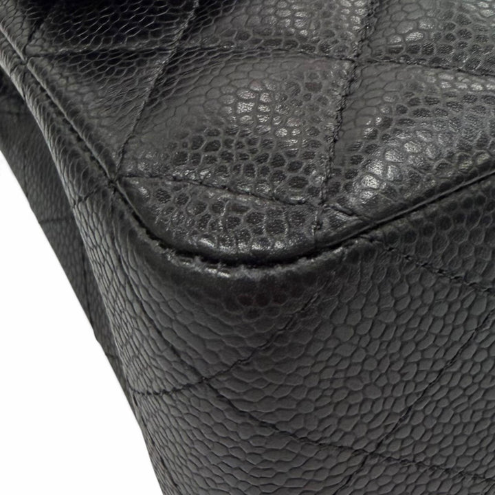 極美品★CHANEL シャネル A01112 マトラッセ25 キャビアスキン ランダムシリアル Wチェーン ショルダーバッグ ブラック 保存袋付