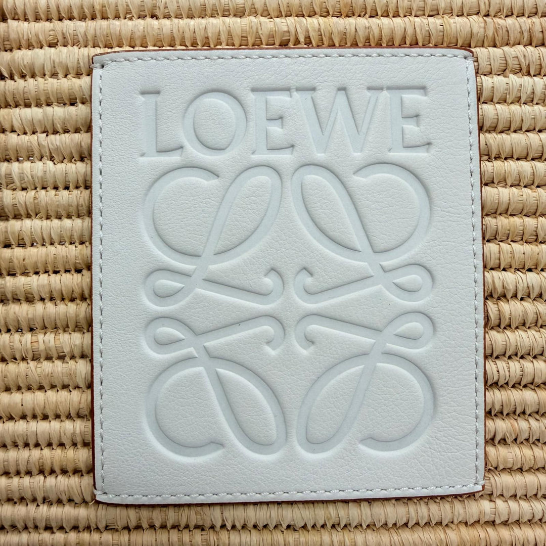 極美品☆LOEWE ロエベ A223099X08 スクエア バスケット バッグ スモール ラフィア レザー かごバッグ ハンドバッグ ナチュラル ホワイト