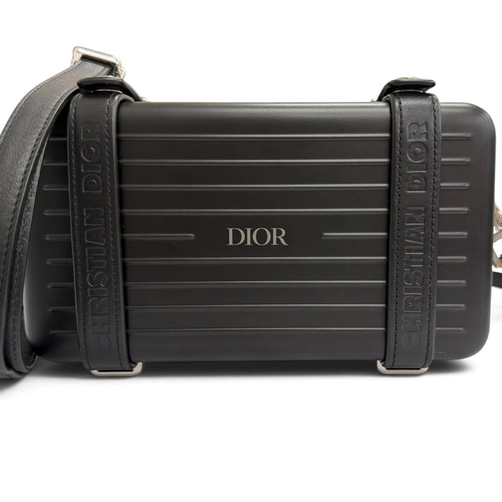 極美品□DIOR RIMOWA ディオールオム リモワ 2DRCA295YWT パーソナル アルミニウム レザー パーソナル ショルダーバッグ 黒 ドイツ製