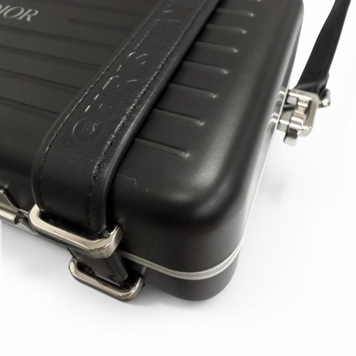極美品□DIOR RIMOWA ディオールオム リモワ 2DRCA295YWT パーソナル アルミニウム レザー パーソナル ショルダーバッグ 黒 ドイツ製