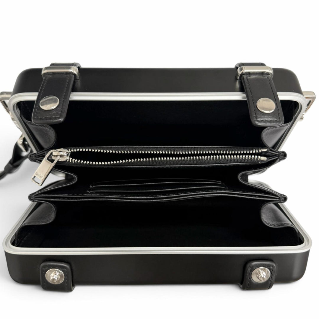 極美品□DIOR RIMOWA ディオールオム リモワ 2DRCA295YWT パーソナル アルミニウム レザー パーソナル ショルダーバッグ 黒 ドイツ製