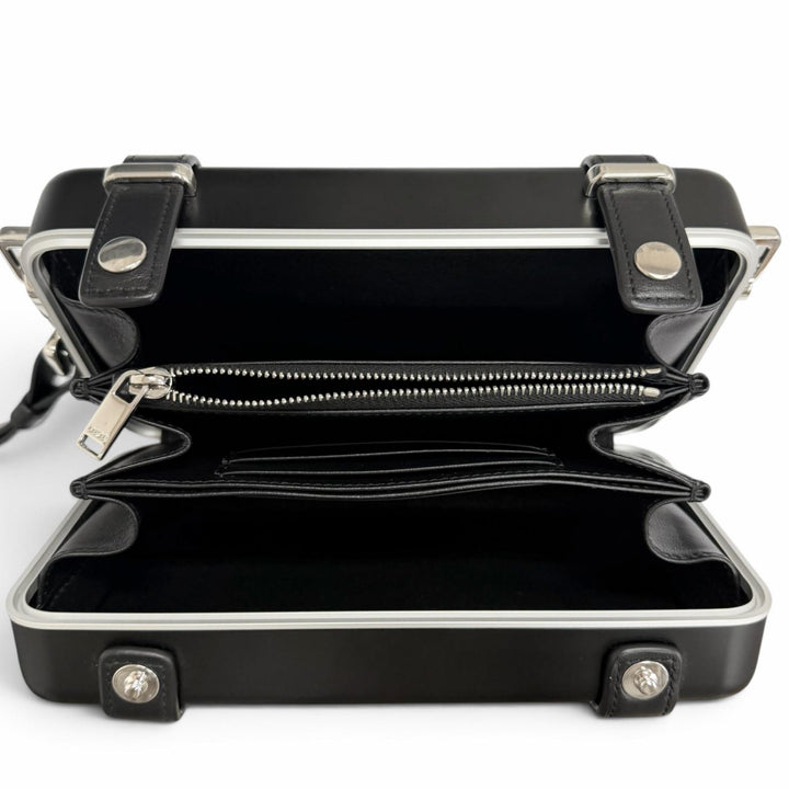 極美品□DIOR RIMOWA ディオールオム リモワ 2DRCA295YWT パーソナル アルミニウム レザー パーソナル ショルダーバッグ 黒 ドイツ製