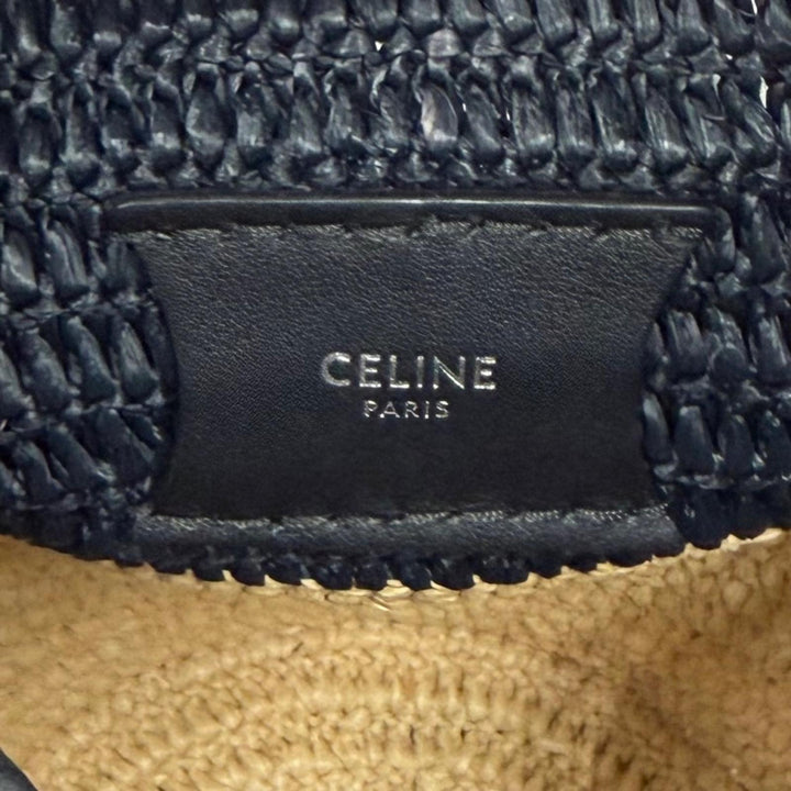 美品★CELINE セリーヌ 18724 ラフィア レザー ビッグバッグ ナノ バケット 2WAY ショルダーバッグ ナチュラル ブラック レディース
