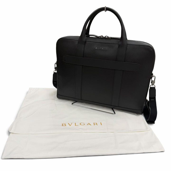 良品▼BVLGARI ブルガリ 291917 ブルガリマン レザー 2WAY ビジネスバッグ ブリーフケース ブラック メンズ 定価462000円 保存袋付き