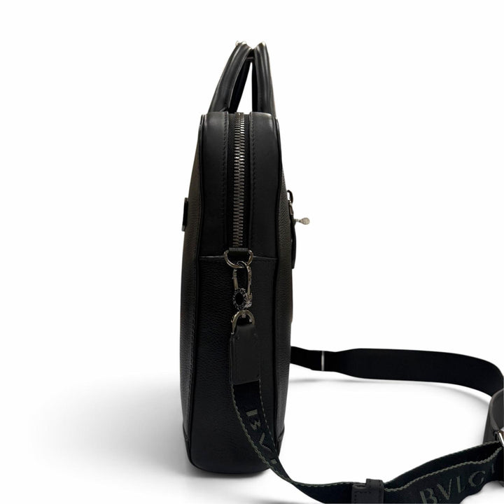 良品▼BVLGARI ブルガリ 291917 ブルガリマン レザー 2WAY ビジネスバッグ ブリーフケース ブラック メンズ 定価462000円 保存袋付き