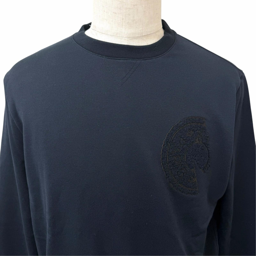 未使用品□HERMES エルメス 25AW H567775H Clou de Selle ワッペン スウェットシャツ ダークネイビー S イタリア製 正規品 メンズ