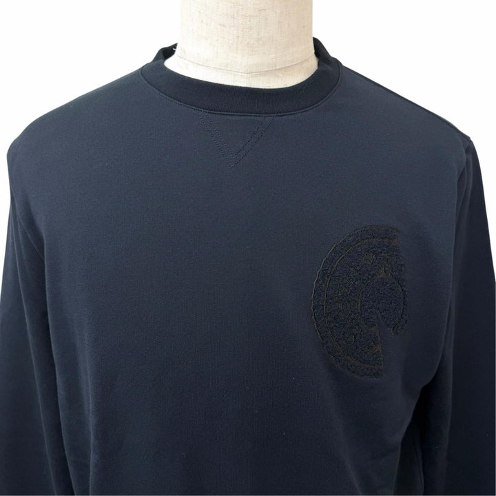 未使用品□HERMES エルメス 25AW H567775H Clou de Selle ワッペン スウェットシャツ ダークネイビー S イタリア製 正規品 メンズ