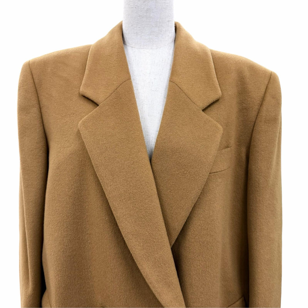 美品☆Burberrys バーバリー ヴィンテージ ウール100％ カシミヤ生地使用 ロング丈 ダブルブレスト コート ブラウン 11 レディース