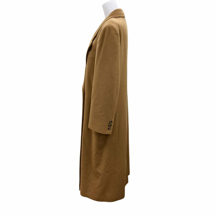 美品☆Burberrys バーバリー ヴィンテージ ウール100％ カシミヤ生地使用 ロング丈 ダブルブレスト コート ブラウン 11 レディース