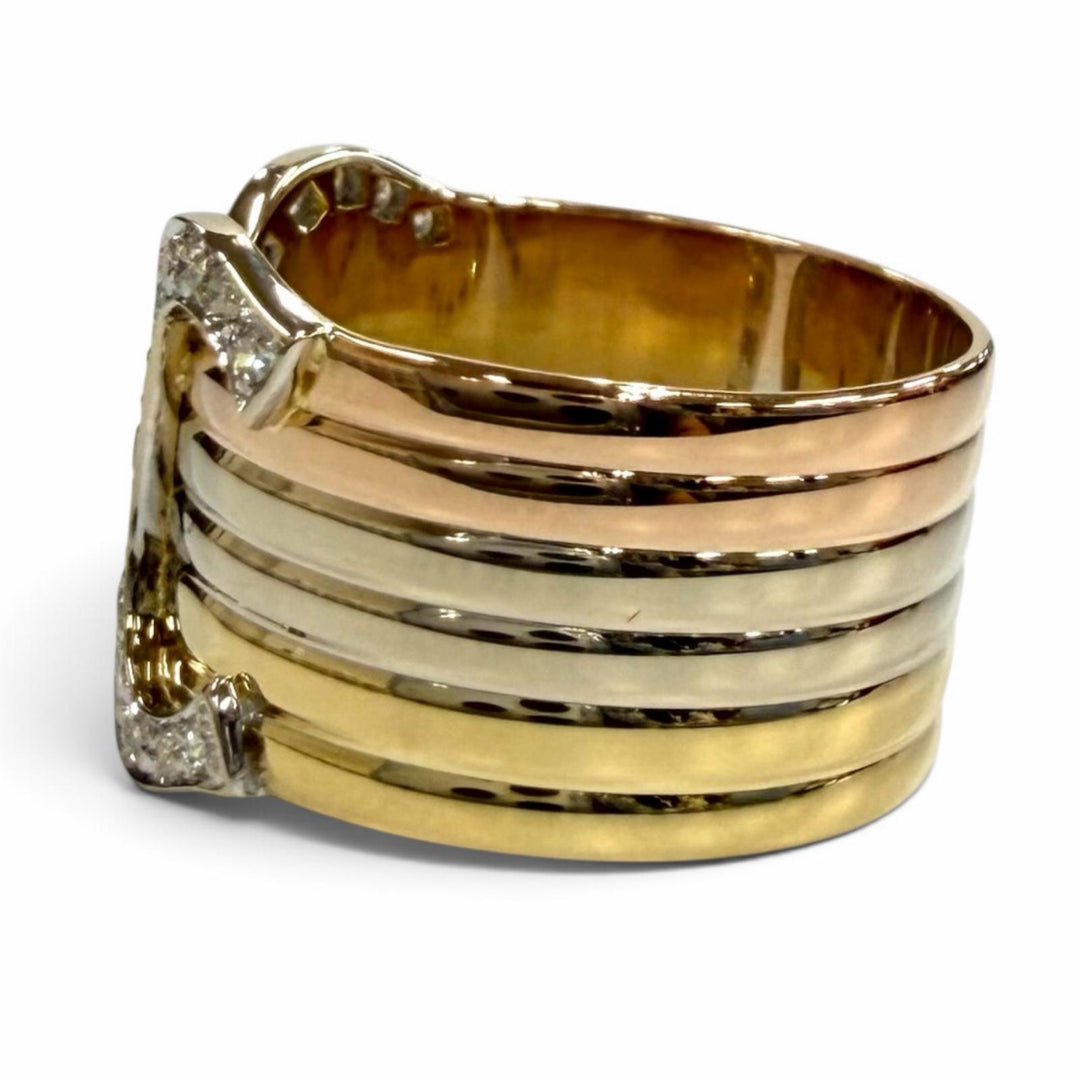 極美品★Cartier カルティエ 750(YG PG WG) ダイヤモンド 2C ドゥーブルC ラージLM スリーカラー リング 54 (JP14号相当） 重量5.88g