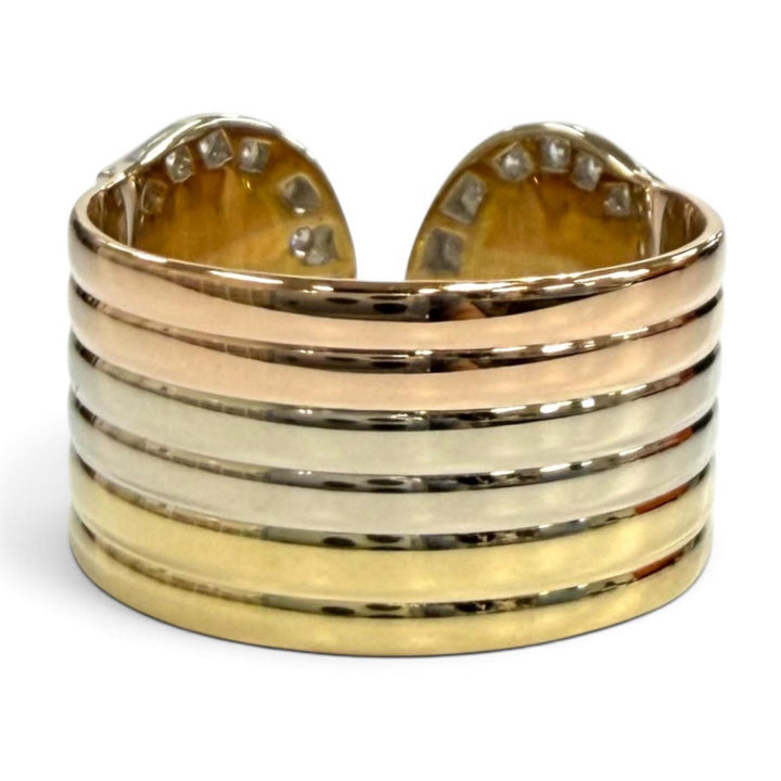 極美品★Cartier カルティエ 750(YG PG WG) ダイヤモンド 2C ドゥーブルC ラージLM スリーカラー リング 54 (JP14号相当） 重量5.88g