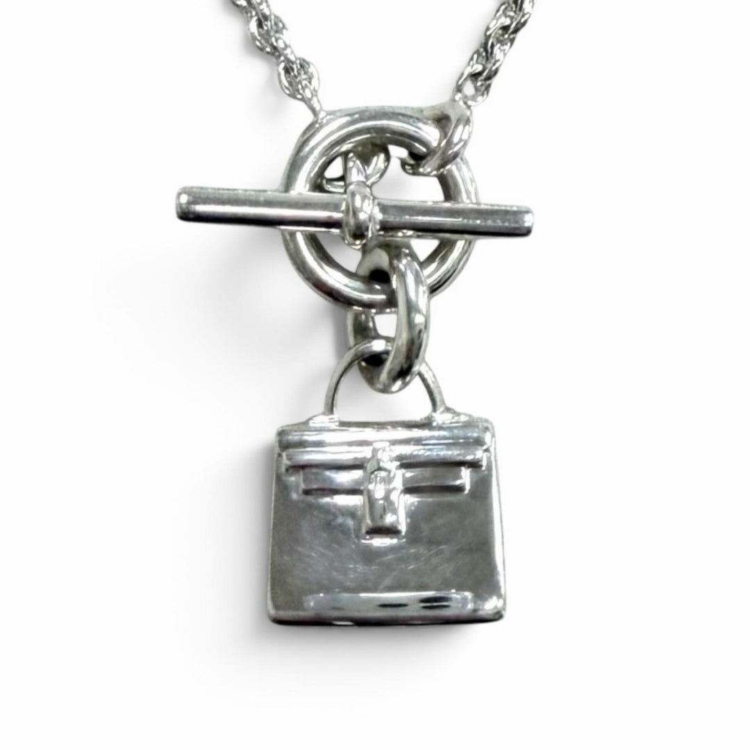 美品★HERMES エルメス 2024年製 AG925 アミュレット ネックレス ケリー ペンダント アクセサリー シルバー フランス製 重量13.8g