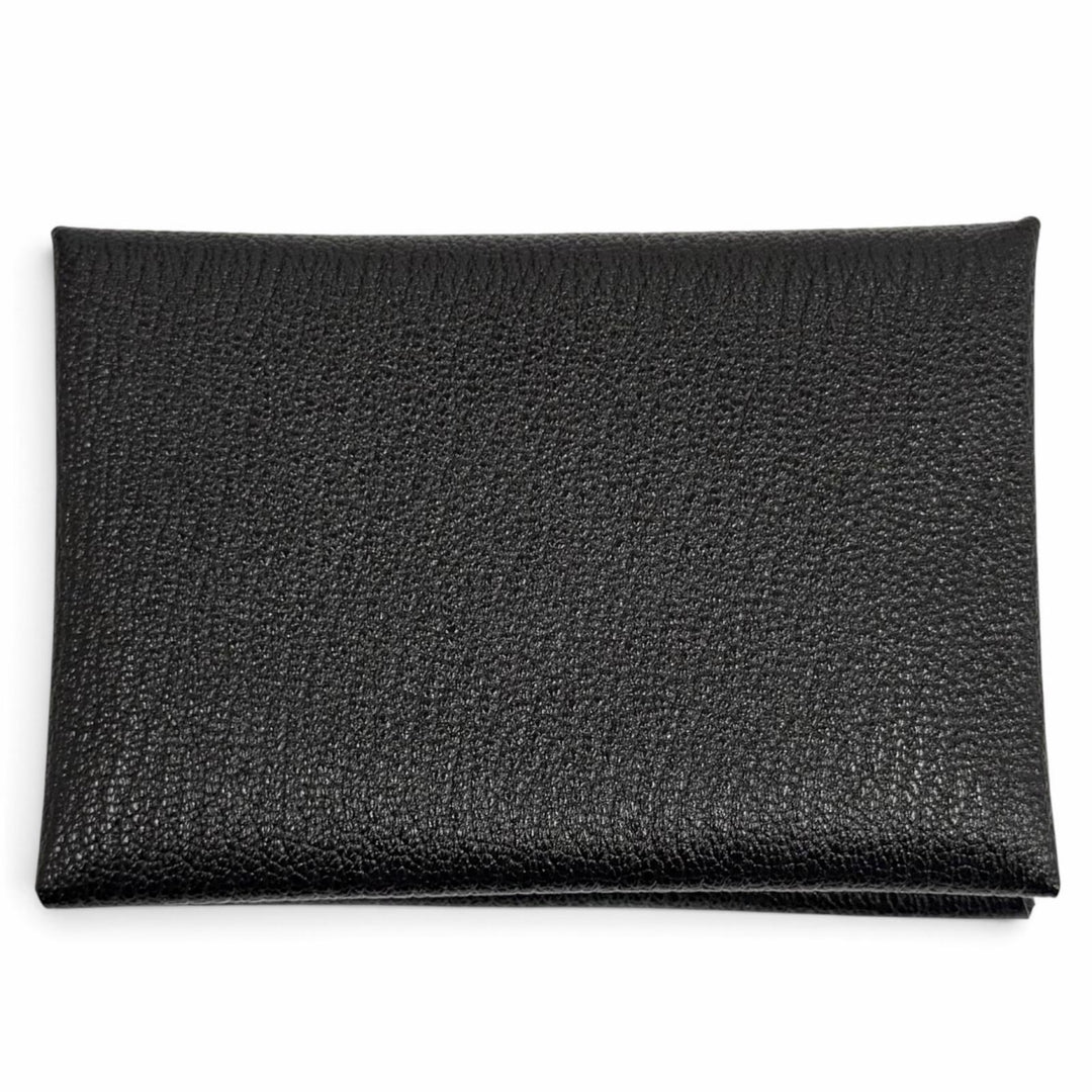 未使用品★HERMES エルメス カルヴィ デュオ ブラック シェーブル セリエ金具 コンパクトウォレット 二つ折り財布 Z刻印 フランス製 箱付