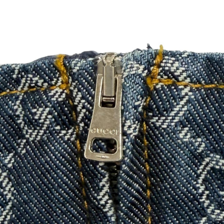 未使用品★GUCCI グッチ 2025年製 818219 コットン100％ ベルト付 GGジャガードデニム ドレス ワンピース 42 正規品 ハンガー付