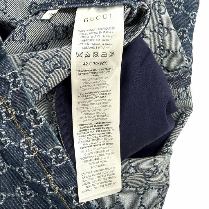 未使用品★GUCCI グッチ 2025年製 818219 コットン100％ ベルト付 GGジャガードデニム ドレス ワンピース 42 正規品 ハンガー付
