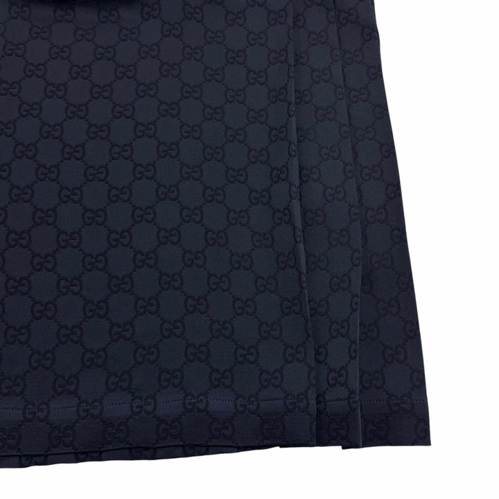 未使用品★GUCCI グッチ 25SS 809185 GGスプリーム サイドプリーツ シャツ ワンピース ネイビー 36 イタリア製 正規品 ハンガー付き