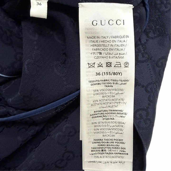 未使用品★GUCCI グッチ 25SS 809185 GGスプリーム サイドプリーツ シャツ ワンピース ネイビー 36 イタリア製 正規品 ハンガー付き