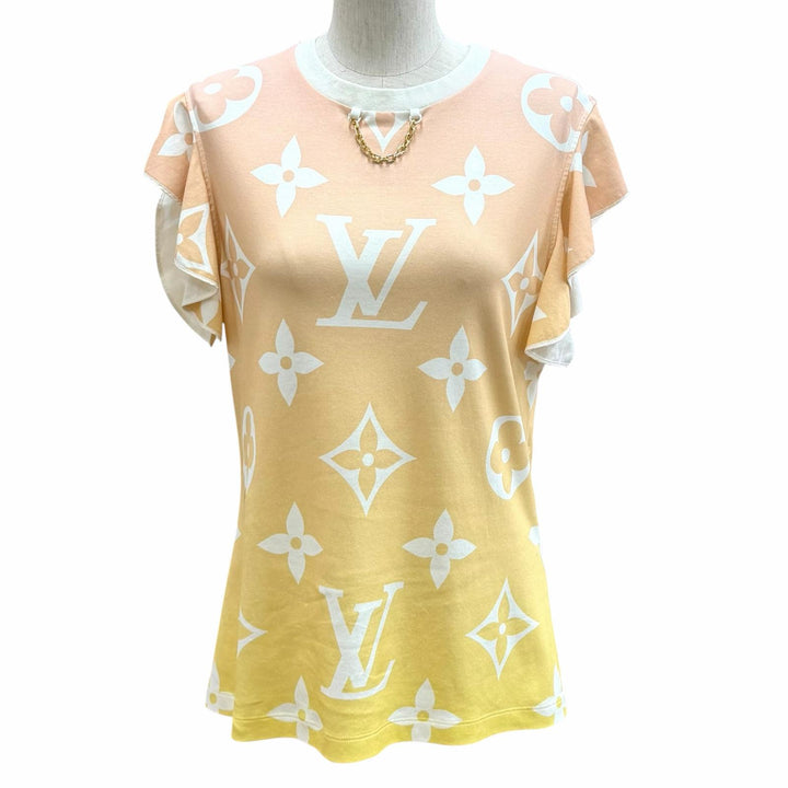 極美品★LOUIS VUITTON ルイヴィトン コットン100％ サンライズモノグラム LVロゴ 半袖Ｔシャツ マルチ XL イタリア製 正規品 レディース