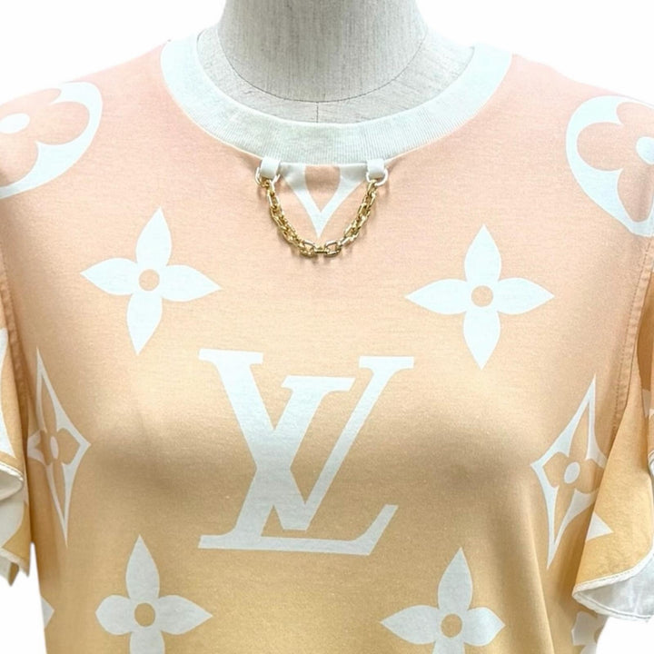 極美品★LOUIS VUITTON ルイヴィトン コットン100％ サンライズモノグラム LVロゴ 半袖Ｔシャツ マルチ XL イタリア製 正規品 レディース