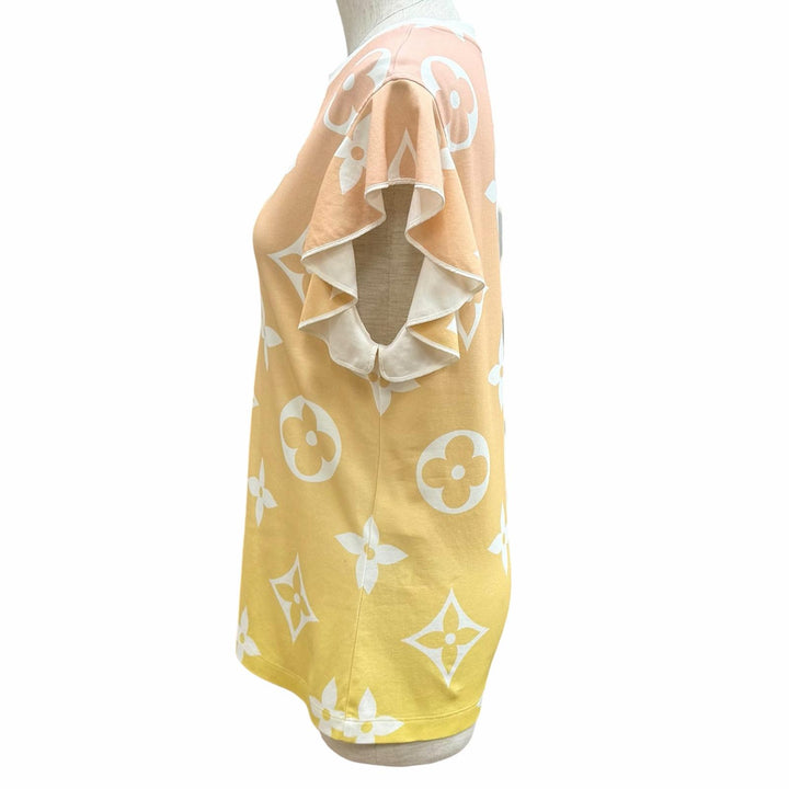 極美品★LOUIS VUITTON ルイヴィトン コットン100％ サンライズモノグラム LVロゴ 半袖Ｔシャツ マルチ XL イタリア製 正規品 レディース